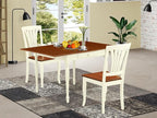East West Furniture MZAV3-WHI-W 3 Piece Dining Table Set for Small Spaces Contains a Rectangle Dining Room Table with Dropleaf and 2 Wood Seat Chairs, 36x54 Inch, Buttermilk & Cherry