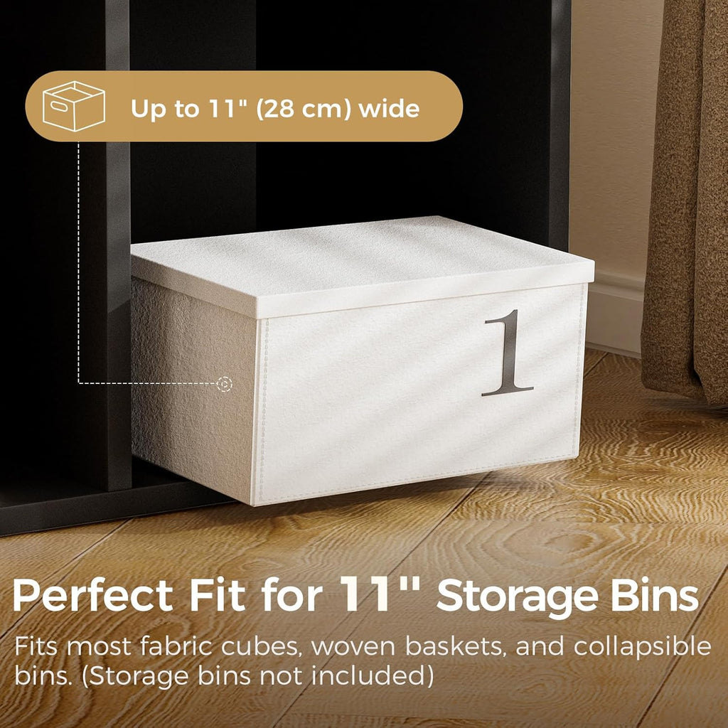 COMHOMA 8 Wood Cube Storage Organizer with Open Back and Removable Back Panels, 11In Black Cube Storage Bookshelf, Cubicle Shelf Bookcase for Home Office Bedroom Living Room, Vertical or Horizontal