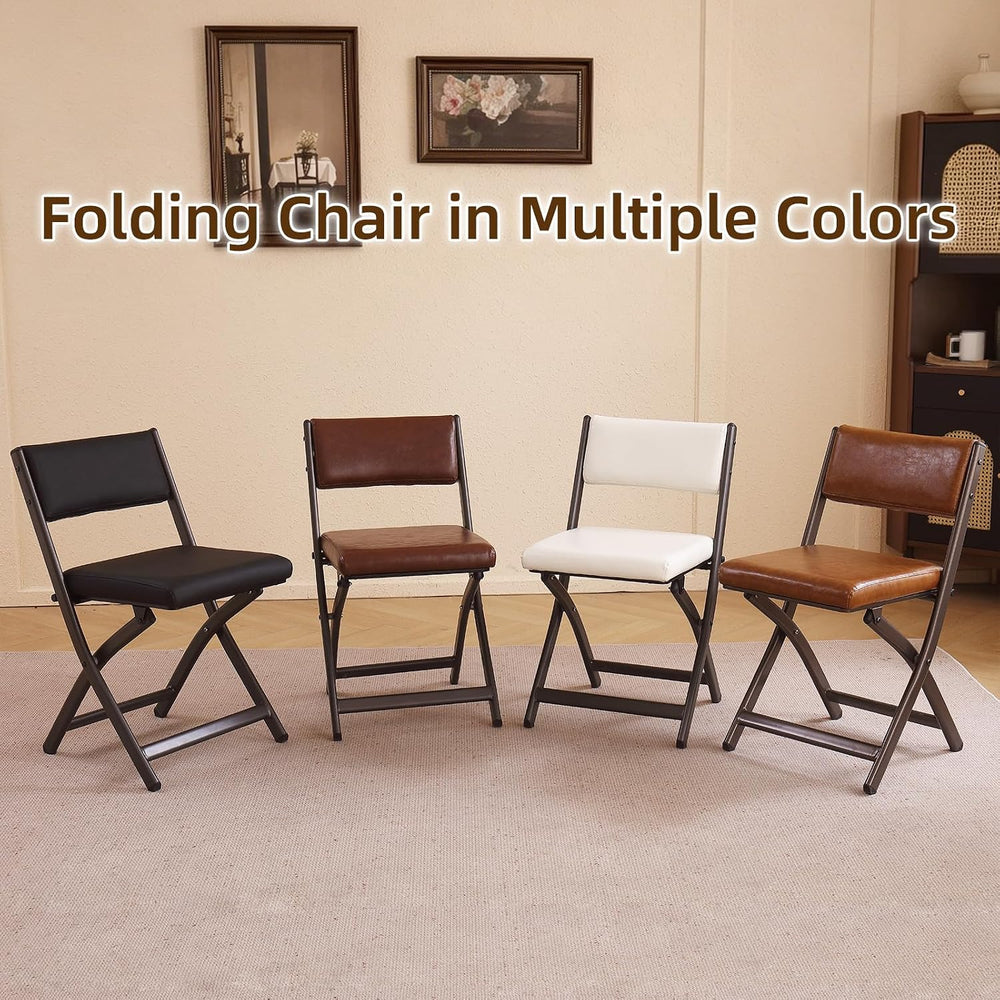 Folding Chairs with Cushion 2 Pack, High-Resilience Foam, Yellowish-brown | 4...