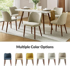 Dining Chairs Set of 4, Upholstered Kitchen Dining Room Chair Set Morden Accent Side Dinner Chair with Curved Padded Back Wood Legs for Restaurant/Cafe, Beige