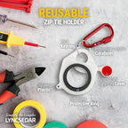 Zip Tie Holder, 2-Pack White Cable Tie Holder Reusable, No.6 Lock Carabiner, Outdoor Use, ABS Plastic, Ziptie Organizer Clip for Electrician Tool Belt Wrap Heavy Duty Storage Container