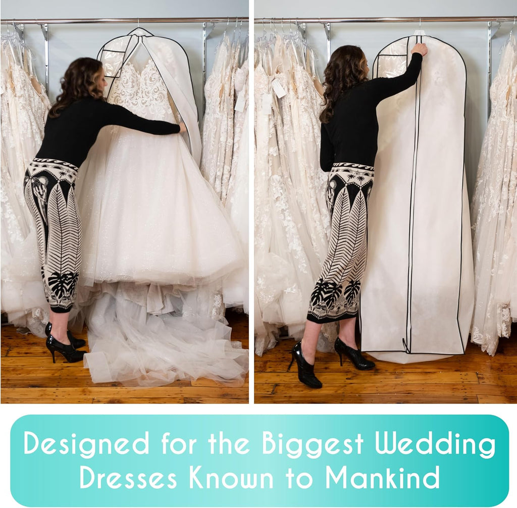 My Big Fat Bridal Bag - Garment Bag for Extra Large Wedding Gowns and Dresses - 72" x 24" with 32" Gusset