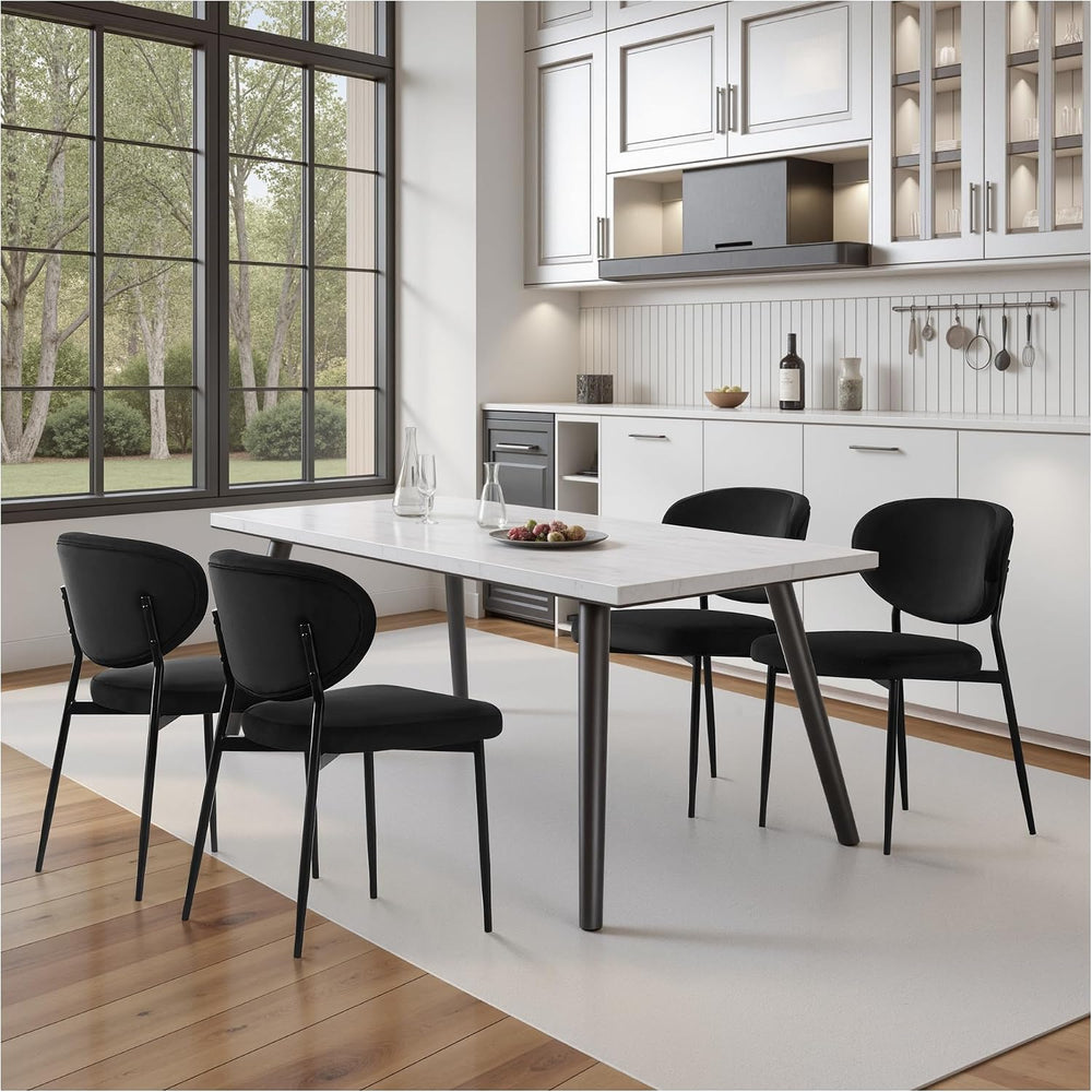 STOOLINK Black Velvet Dining Chairs Set of 6, Upholstered Kitchen Chairs
