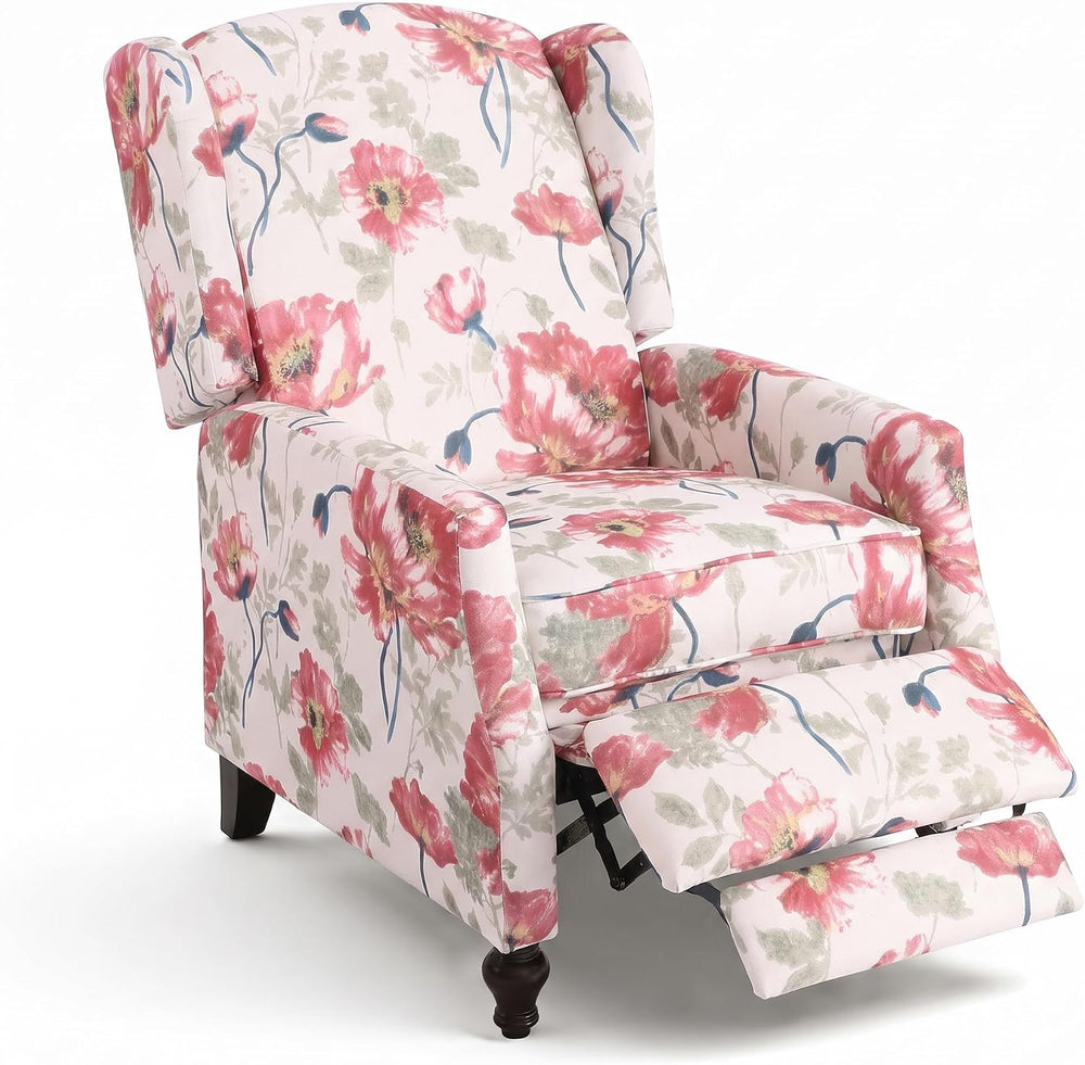 GUEAPY Upholstered Wingback Chair Push Back Recliner for Adults Mid Century M...