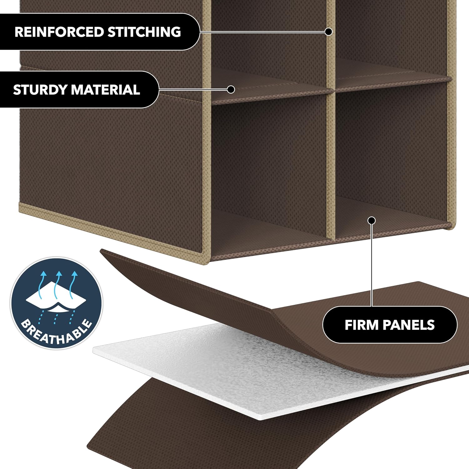 Simple Houseware 20 Section Shelves Hanging Shoes Organizer, Brown | Dual Metal Hooks, 10 Tier, Holds Up to 20 lbs, for Narrow Space