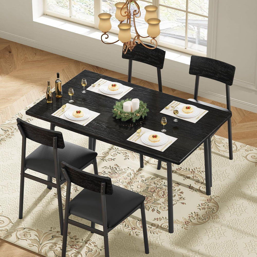 Garvee Dining Table Set for 4 with 4 Upholstered Chairs, Dining Room Table Se...