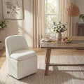 Upholstered Dining Chairs with Casters, Washable Cover Modern Dining Room Chairs with Thick Cushion & Sturdy Metal Frame for Kitchen, Living Room, Dressing Room, Beige Fabric, Set of 1