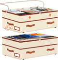 Dolicer 2 Pack Under Bed Storage with Wheels, 6in-10in Height Adjustable Underbed Storage Containers, 92L XXXL Under Bed Drawers Rolling Bin with Clear Lids for Dorm Shoes Clothes Organizers(Beige)