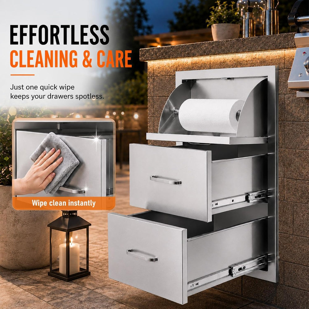 Outdoor Kitchen Drawers, 17" W x 30" H x 21" D Stainless Steel...