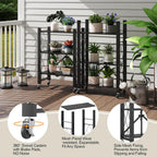 6-Tier Foldable Storage Shelves with Wheels, Folding Metal Shelf Unit, Folding Bookshelf no Assembly, Collapsible Shelves for Craft Shows for Kitchen, Bedroom, Living Room, Black