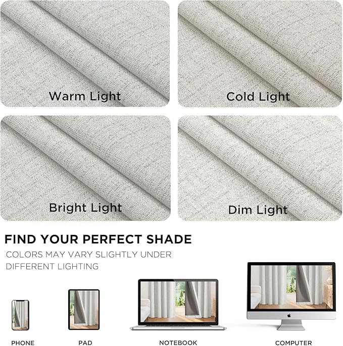 Joydeco Blackout Curtains for Bedroom - 120 Inch Long 100% Light Blocking 2 Panels Set White Drapes, Thermal Insulated Room Darkening Curtains, Linen Textured for Living Room, Rod Pocket & Back Tabs
