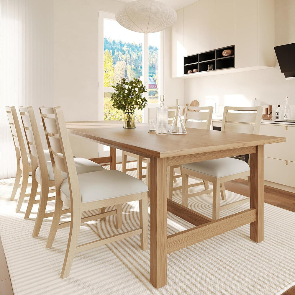 COLAMY Wooden Dining Chairs Set of 6, Farmhouse Upholstered Dining Room Chair...