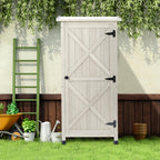 Wooden Outdoor Storage Cabinet, Vertical Garden Tool Shed with Waterproof Metal Roof & 2 Adjustable Shelves Ideal for Yard, Patio, Deck and Porch (Gray, 20" x 24" x 48")