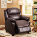 Kids Recliner Chair Storage Arms Reclining Toddler Push Back Sofa Ages 2-8 | 2 Flip-up Storage Arms, PU Leather, Adjustable Footrest, Reading Gaming Relaxing Sleeping, Children Child Youth Boys Girls