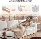 Homall Sectional Couches for Living Room, Modern Boneless Couch with Deep Seat, Upholstered Cloud Sofa, No Assembly Required (Beige, Four-Seater Sofa)
