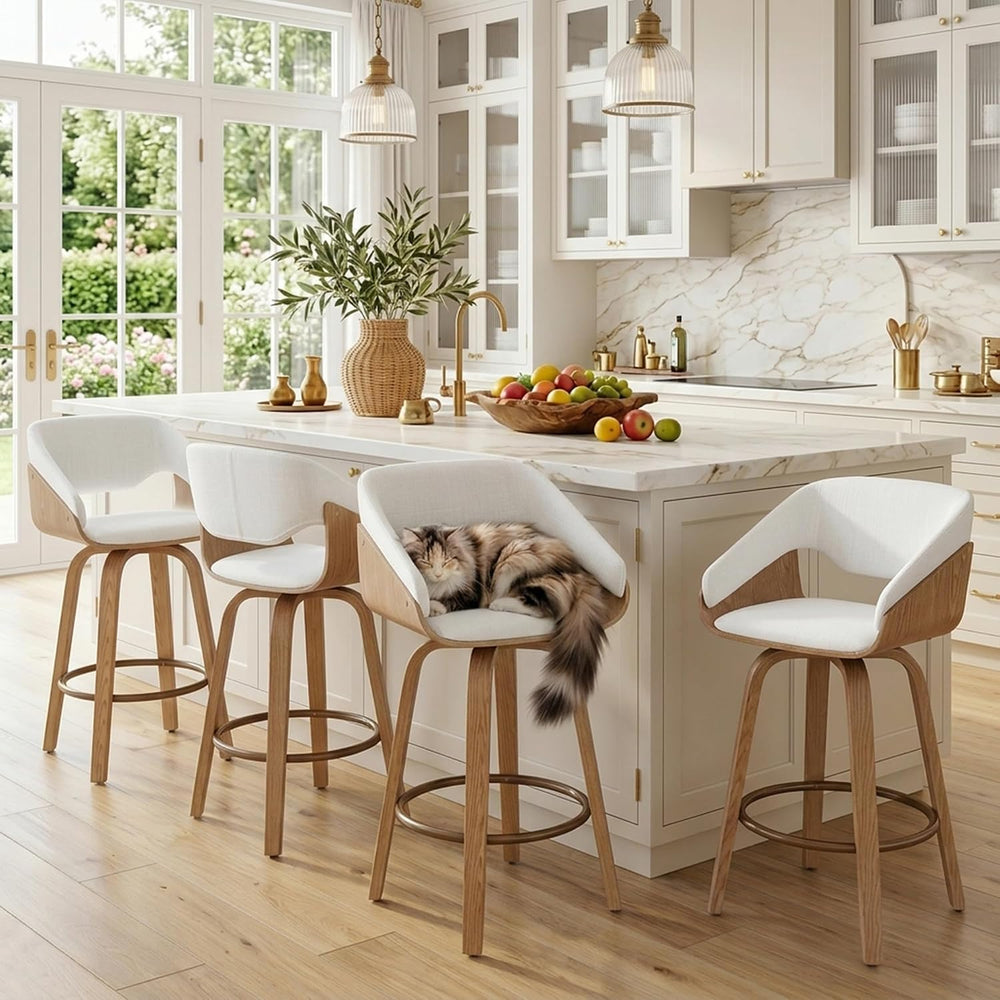 26'' Modern Barrel Swivel Counter Stools Counter Height Swivel Bar St...
