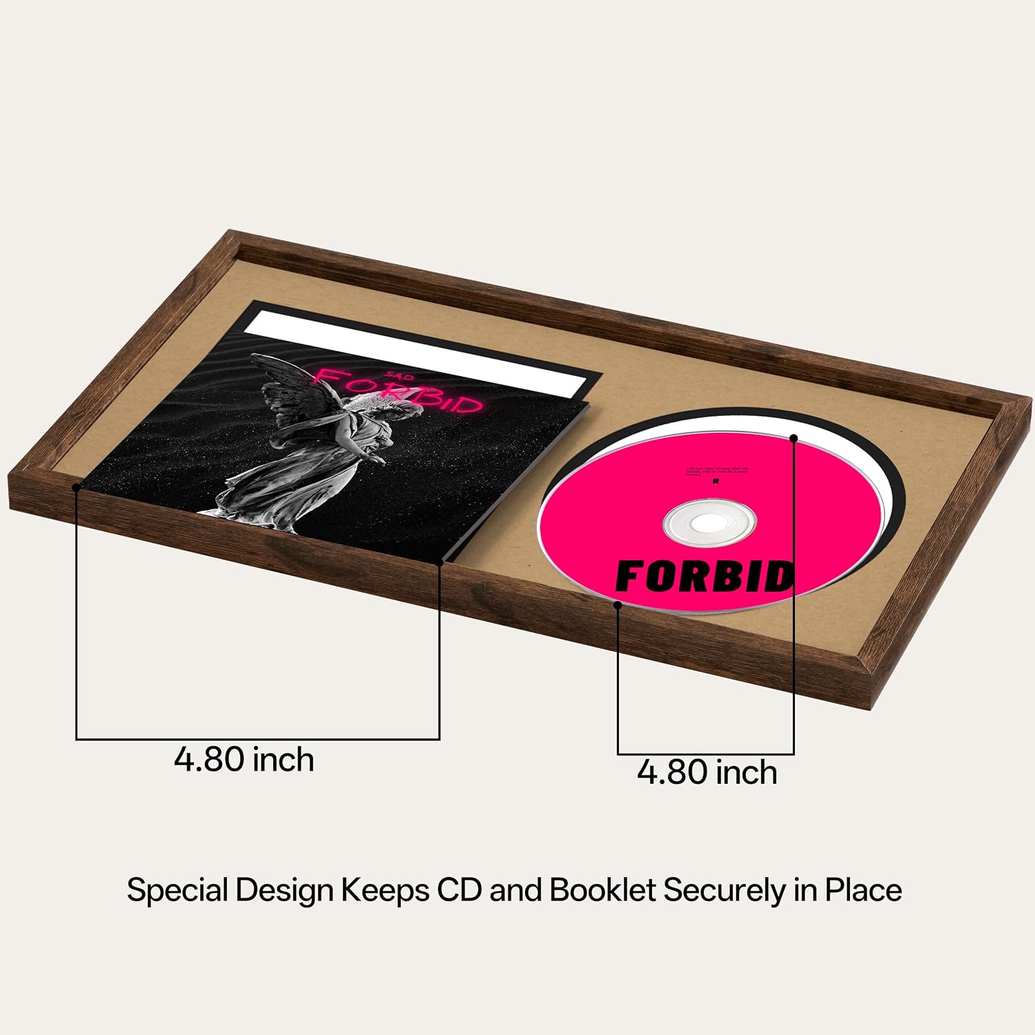 eletecpro CD Frame, 6.7x12.2 Wall Display, Rustic Brown, Pack of 1 | Booklet and Album Space, 2 Double-Sided Mats, Acrylic Cover, Pre-Attached Hangers, Horizontal and Vertical Mount