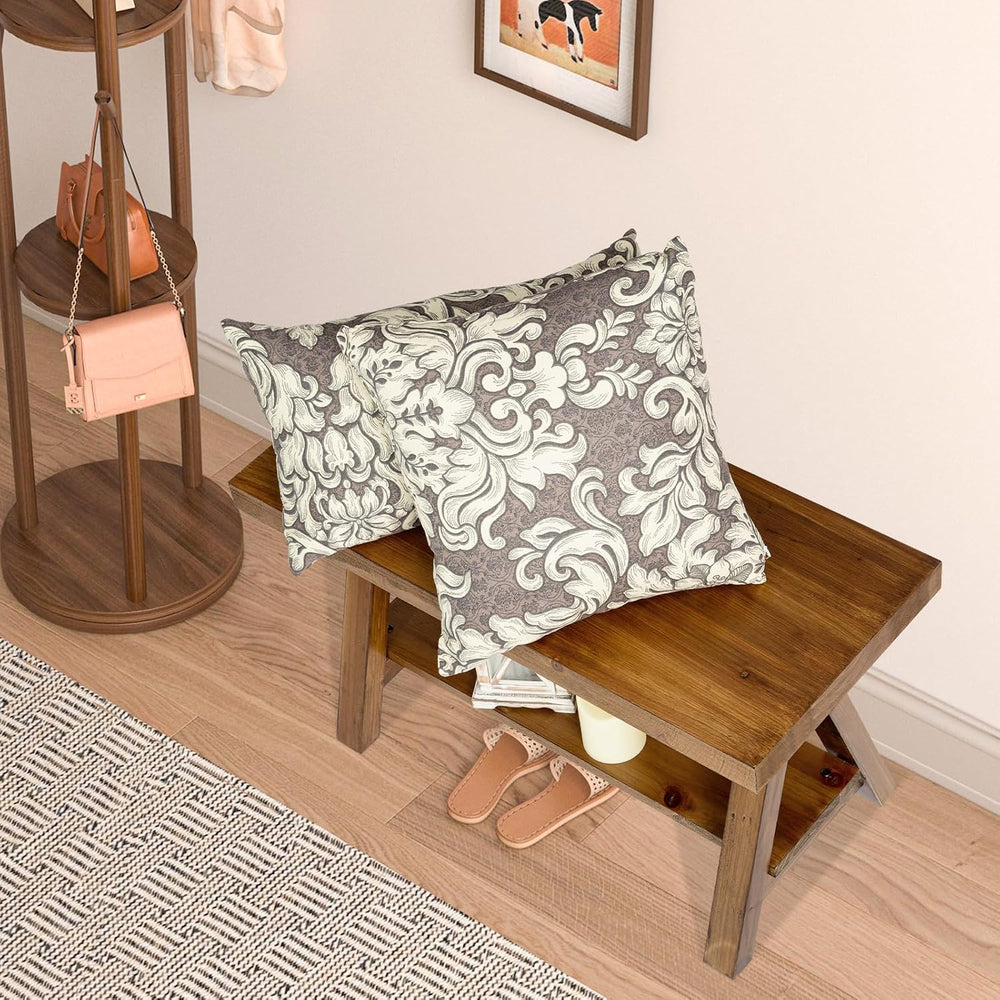 Wnutrees 30" Farmhouse Solid Wood Bench, Rustic Indoor Storage Bench | E...