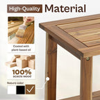 2-Tier Adirondack Side Table – Weather Resistant Wooden End Table, Rectangular Rustic Outdoor & Indoor Small Table for Patio, Garden, Lawn, Porch or Living Room (Natural)