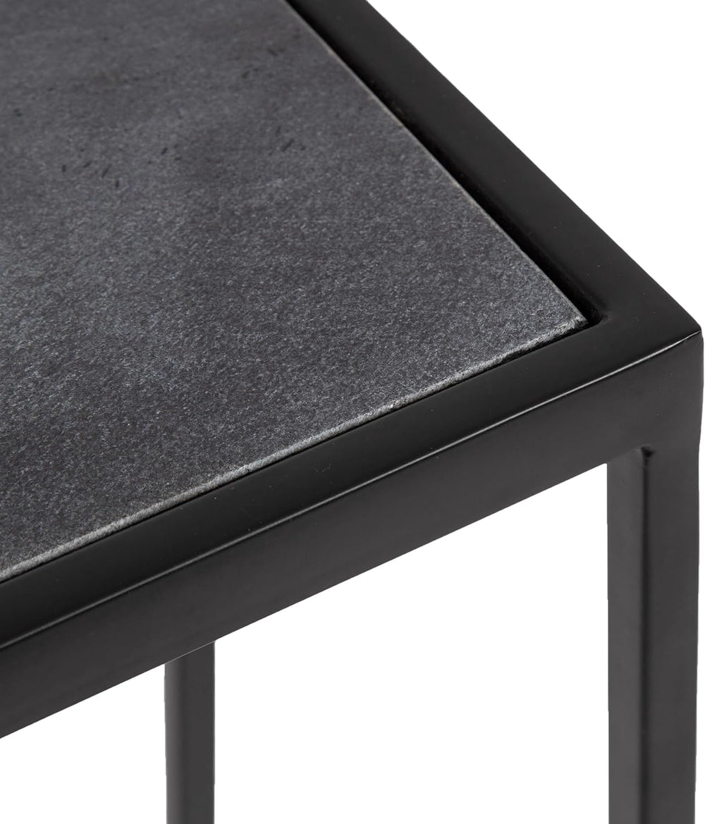 Kate and Laurel Jaspur Modern Slim Side Table, 16 x 8 x 24, Black Marble and ...