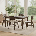 Wooden Dining Chairs Set of 4, Upholstered Modern Dining Room Chairs, Mid Century Oak Kitchen Chairs with Ergonomic Wood Backrest for Farmhouse, Restaurant, Café (Cream Fabric & Walnut Color)