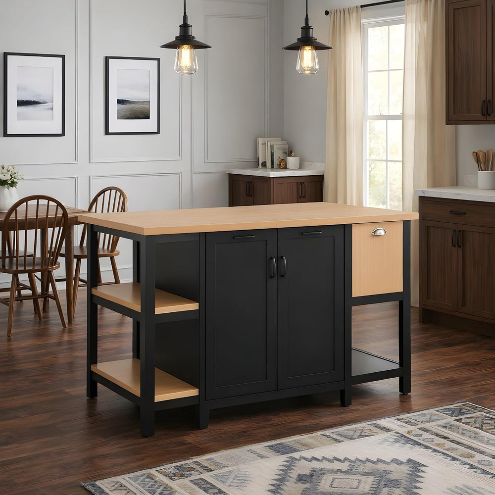 Christopher Knight Home Aaron 58" Kitchen Island with Storage, Modern Is...