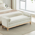 66.34" End of Bed Bench Boucle Fabric Long King Size Bench, White. | Entryway Bench Ottoman Upholstered Extra Long Seat for Bedroom, Entryway, Hallway, Cloakroom, Window Bench.