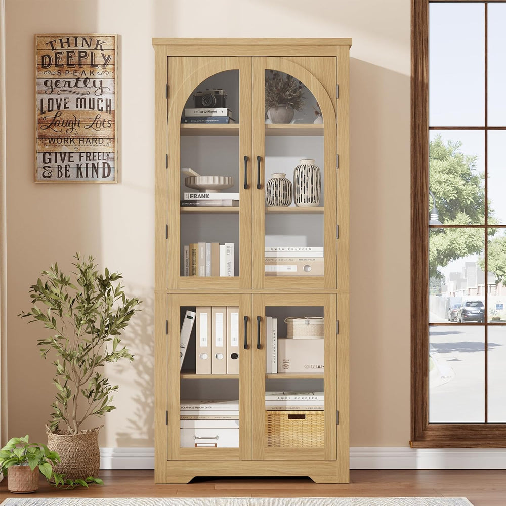 70" Kitchen Pantry Storage Cabinet - Modern Display Pantry Storage with ...