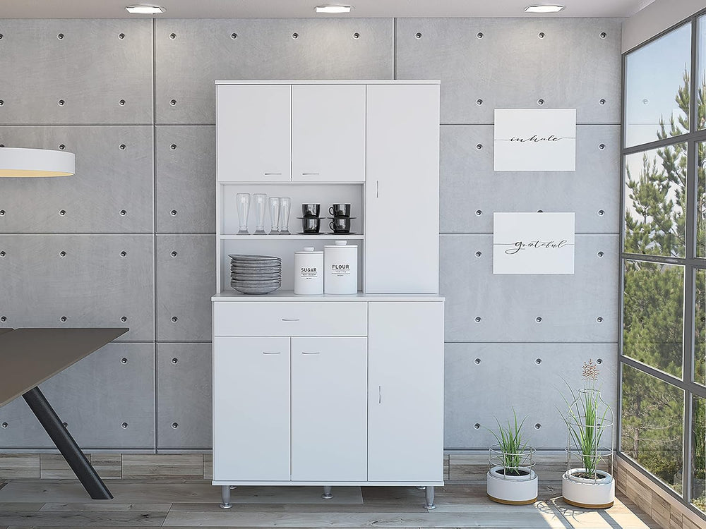 1 Shelf 1 Drawer Pantry Cabinet White
