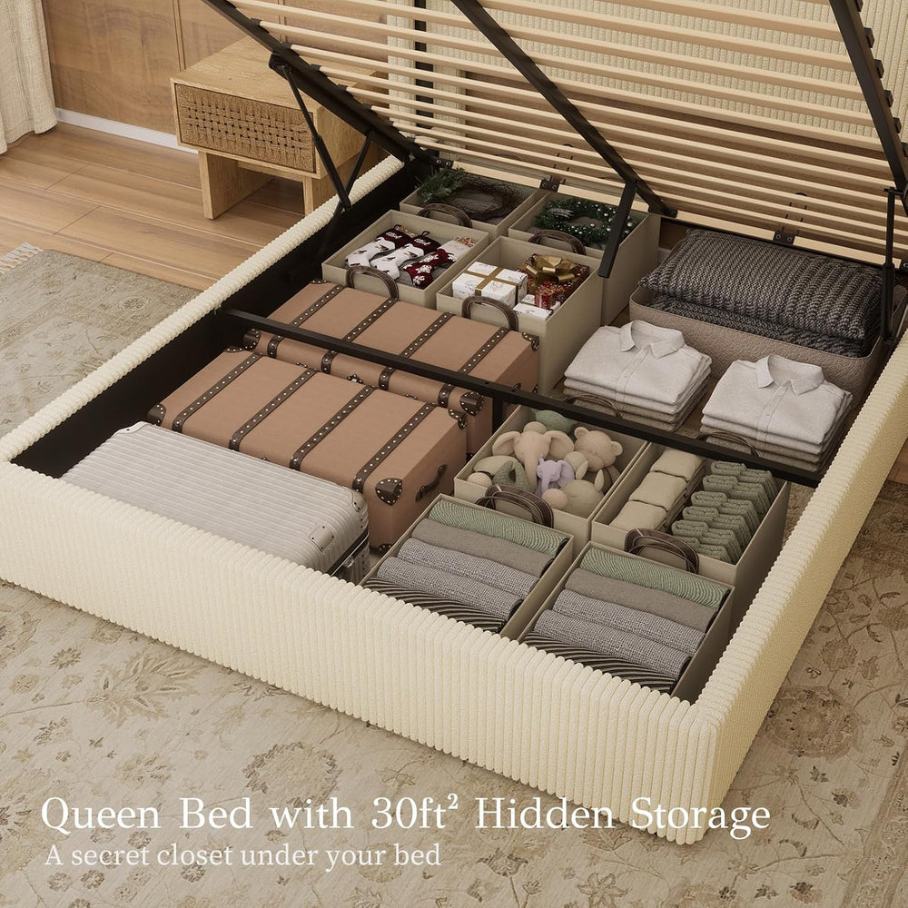 Yechen Queen Bed Frame with Lift Up Storage, 51.2" Tall Headboard and Up...