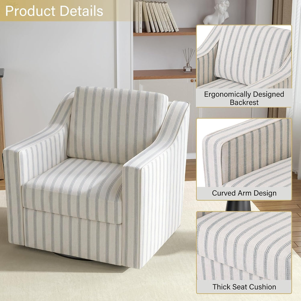 Swivel Accent Chairs Set of 2, 360° Swivel Upholstered Club Armchairs for Liv...