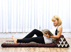 Leewadee - Comfortable Japanese Floor Mattress Used As Thai Floor Bed with Triangle Cushion, Futon Mattress Or Thai Massage Mat, 67 x 21 inches, Brown Red | Floor & lounge cushion for relaxing, reading & TV - for meditation & yoga, firm & stable