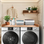 Washer Dryer Countertop with 2 Pack Storage Baskets, Wood Washer and Dryer Countertop with Non-Slip Pads/Edge Rails for Laundry Room Storage and Organization, 27.5" W x 54" L(Dark Woodcolor)