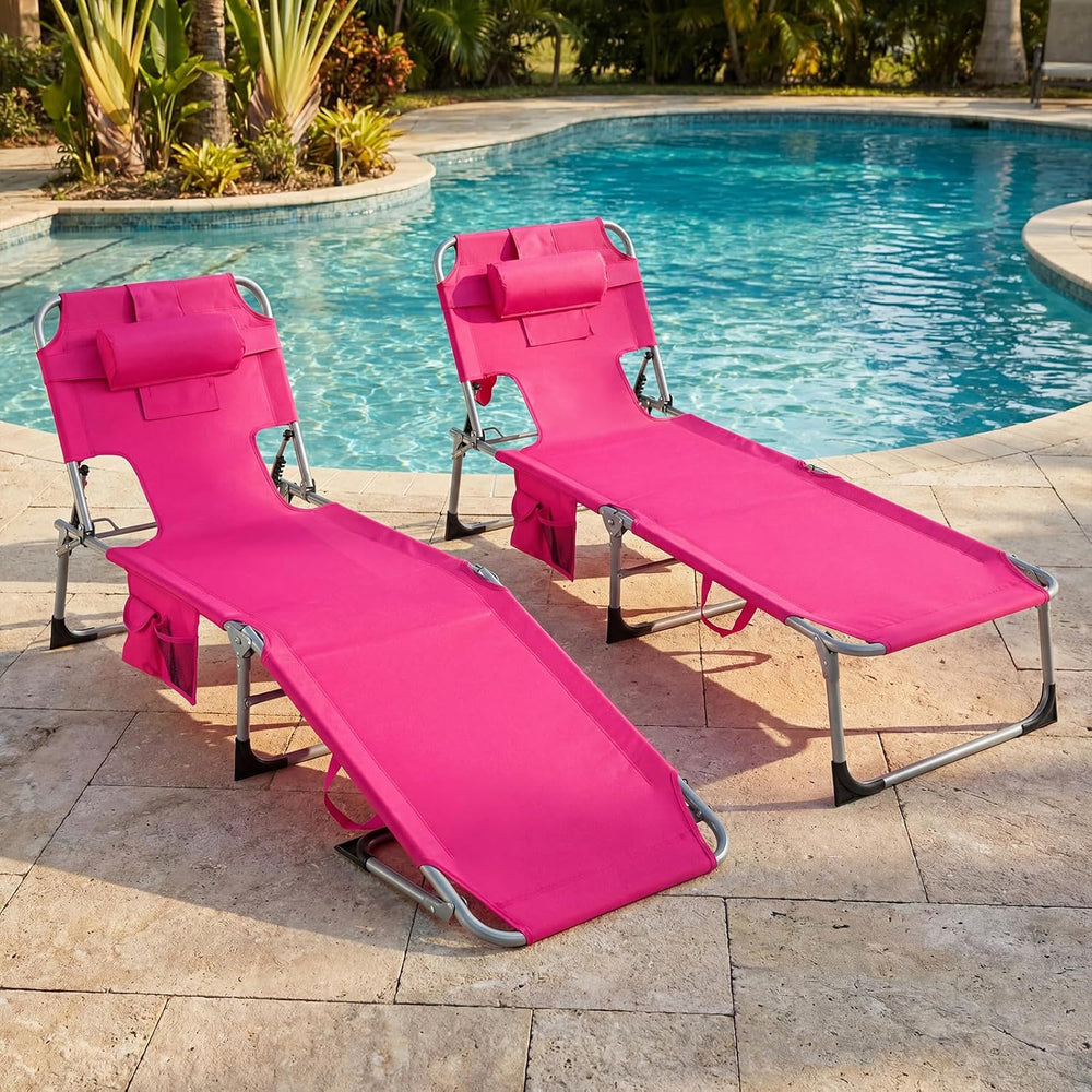 Giantex Face Down Tanning Chair, Folding Beach Lounge Chair w/ 4-Position Adj...