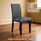 CHUN YI Dining Chairs Set of 8, Faux Leather Dining Room Chairs, High Back Upholstered Parsons Chairs for Dining Room Kitchen Side Chair with Sturdy Wood Legs, Grey