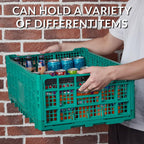 Collapsible Storage Crates, 52 Liter Heavy Duty Foldable Plastic Crates , Storage Baskets and Bins 23.6" L x 15.7" W x 8.6" H Stackable Dairy Milk Crates for Office, Home, Toy Storage