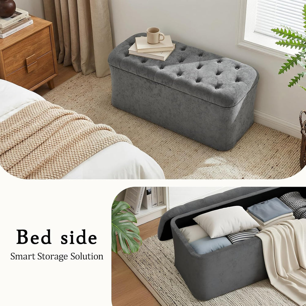 ONBRILL Storage Ottoman Bench, End of Bed Bench, 39.8 x 18.1 x 17.7 Inches Po...