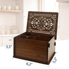 RoyalHouse Premium Wood Tea Storage Box Organizer, Tea Bag Holder Containers (Brown), Eco-Friendly Multi-Functional Decorative Box, 4 Compartments For Assorted Variety Of Small Items | Eco Friendly Design,Functional Organizer,Perfect for Tea Bags & Small