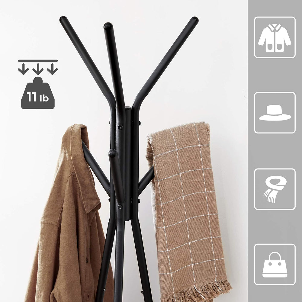 VASAGLE Coat Rack Freestanding, Hall Tree with 2 Shelves