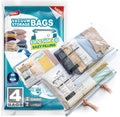 TAILI Vacuum Storage Bags 4 Pack, LONG SIDE ZIP (2 Large+2 Jumbo), Multi-Size Vacuum Seal Bags for Clothing, Storage Bulky Beddings, Blankets and Clothes, Space Saver for Closet Organization