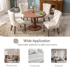 KCC Velvet Dining Chairs Set of 6, Upholstered High-end Tufted Dining Room Chair with Nailhead Back Ring Pull Trim Solid Wood Legs, Nikki Collection Modern Style for Kitchen, Beige