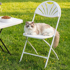 Folding Chair 2 Pack, Portable Foldable Chair with Ergonomic Design Back&Seat, Plastic Chairs for Party Wedding Dinning Indoor&Outdoor Use, Metal Frame Supports up to 350lbs, White