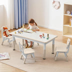 GITAWUSA Kids Study Table and Chairs Set, Height Adjustable Toddler Table and Chair Set for Kids Ages 3-8, Graffiti Desktop (Burlywood - 1)