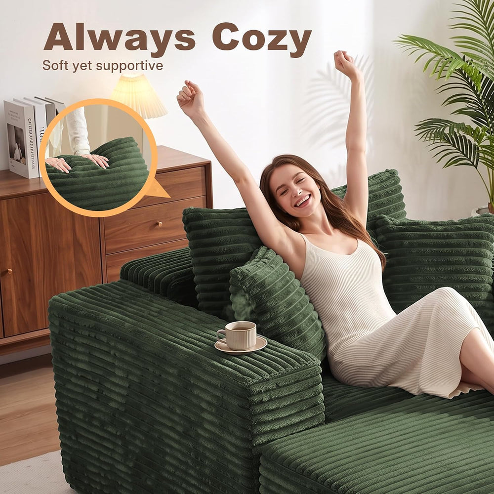 Busaurus 60'' Oversized Chaise Lounge Chair Indoor with Ottoman, Conv...