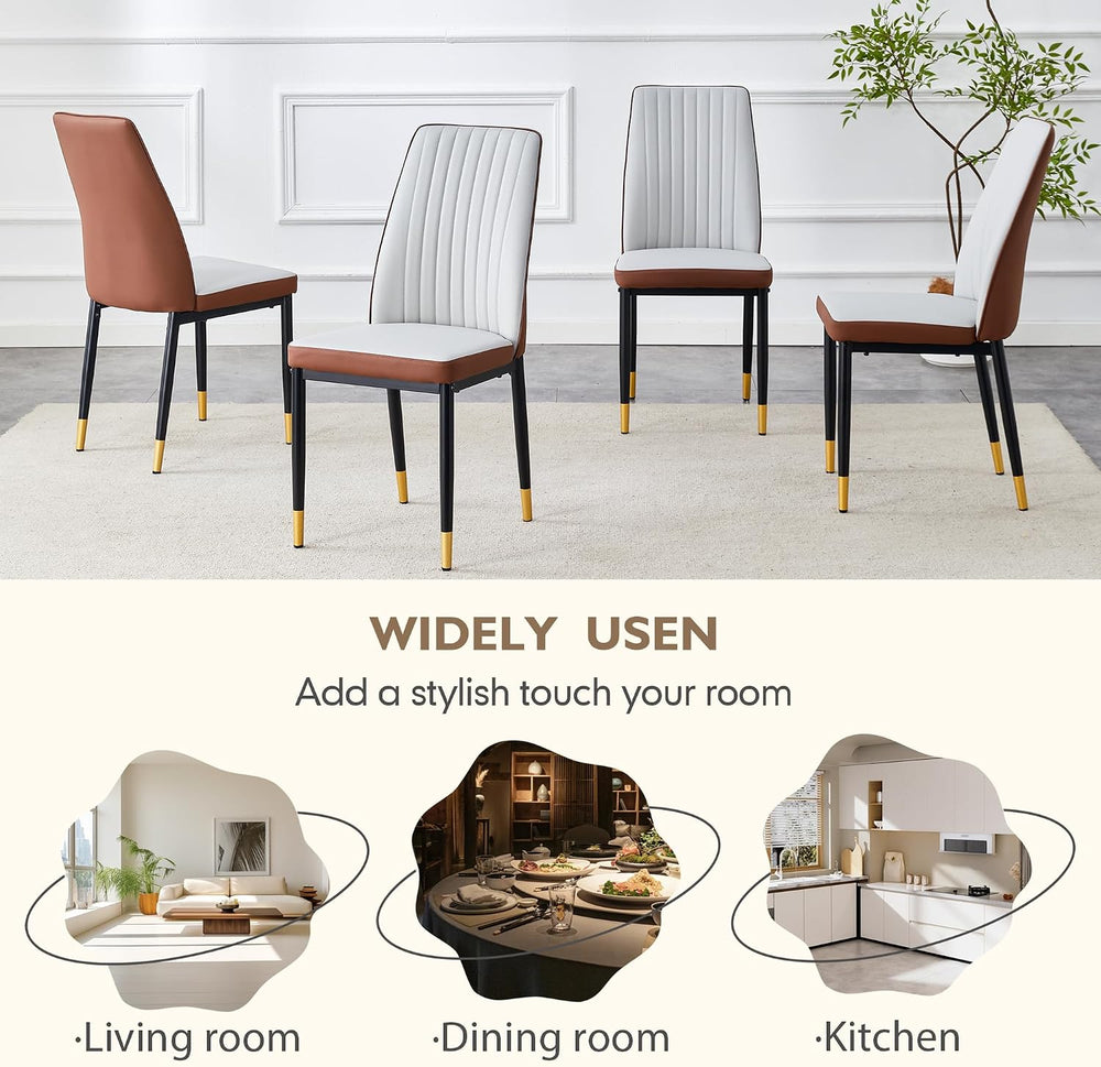 Upholstered Dining Chairs Set of 6, Mid-Century Modern Leather Dining Room Ch...