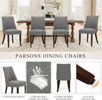 COLAMY Upholstered Dining Chairs Set of 2, Mid Century Modern Kitchen Chairs with Back, Farmhouse Fabric Side Dining Room Chairs with Wood Legs for Dining Room Restaurant, Light Grey