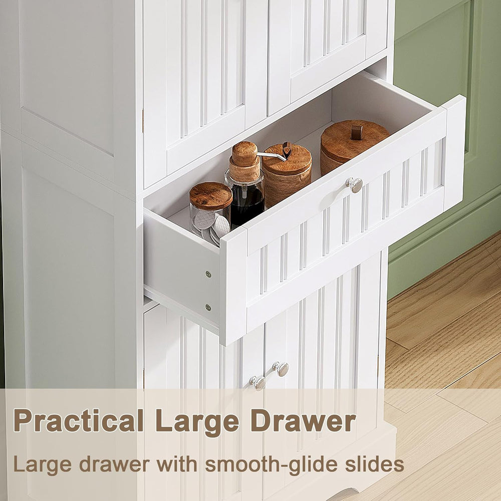 ChooChoo 51" H Bathroom Floor Cabinet with Drawers and Adjustable Shelve...