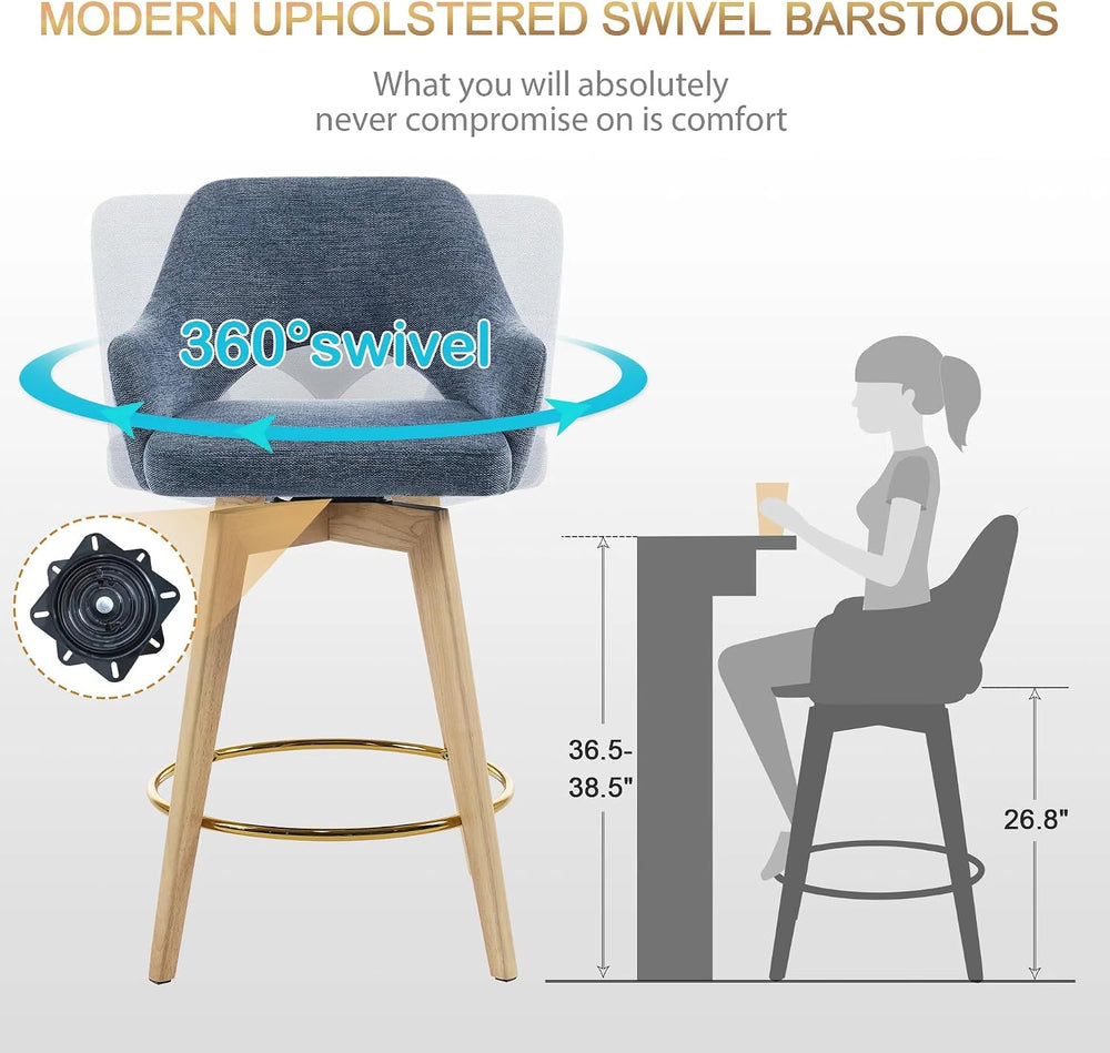 Zesthouse Swivel Counter Stools Set of 4, Wooden Counter Height Bar Stools | ...