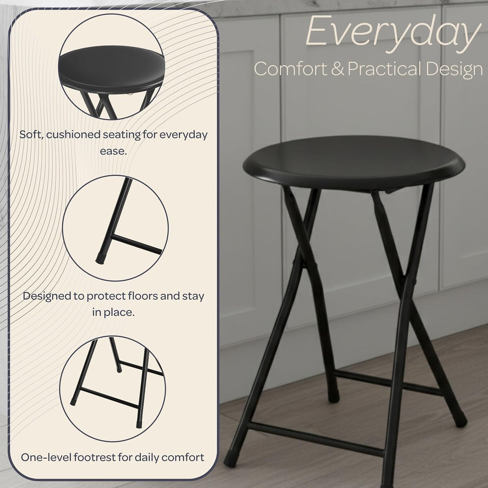 Folding Stool - Portable Backless 18-Inch Stool with 225lb Capacity, Single |...