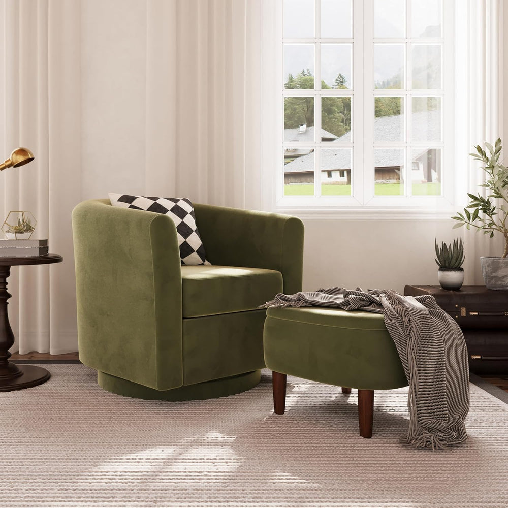 360° Swivel Accent Chair and Storage Ottoman Set of 2